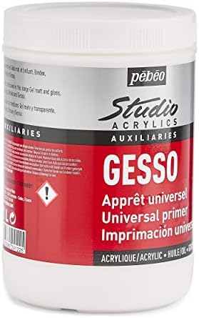 PEBEO 524122 Studio Acrylics 1 Litre Gesso, White, 1 l (Pack of 1)