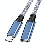 USB type C 延長ケーブル 5m LpoieJun 20Gbps高速データ通信/ 8K@60Hz映像出力/240W PD急速充電 超高耐久ナイロン編み USB C タイプc 延長コード スマートフォン/タブレット/ゲーム機/ノートパソコンのタイプｃ機種に対応 (あおはいいろ)