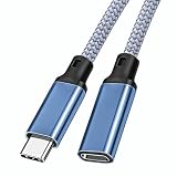 USB type C 延長ケーブル 3m LpoieJun 20Gbps高速データ通信/ 8K@60Hz映像出力/240W PD急速充電 超高耐久ナイロン編み USB C タイプc 延長コード スマートフォン/タブレット/ゲーム機/ノートパソコンのタイプｃ機種に対応 (あおはいいろ)