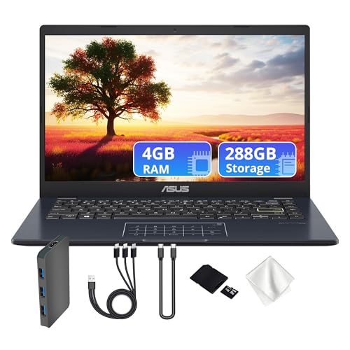 Image of ASUS Vivobook Go 14 inch FHD Business Laptop, Intel Celeron N4500, 4GB DDR4 RAM, 288GB Storage(128GB eMMC & 160GB Docking Station Set), Intel UHD Graphics, Number Pad, Webcam, Wi-Fi 5, Win 11, Star Black
