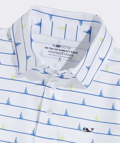 Image of vineyard vines Boys Printed Sankaty Polo, Boat Stripe - White Cap, Small