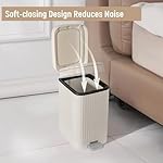 rejomiik Small Bathroom Trash Can with Lid Slim Soft Close Garbage Can Step Wastebasket Container Trash Bin for Office Bedroom Kitchen Living Room (1.9 Gallon Cream) - Image 4