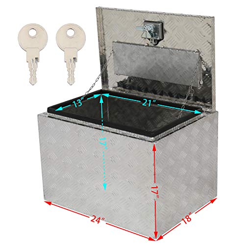 Motorhot 24 Inch Heavy Duty Aluminum Diamond Plate Tool Box Chest Box Pick Up Truck Bed Rv Trailer Toolbox Storage Organizer With Lock Keys – Silver Gifts #TOP3