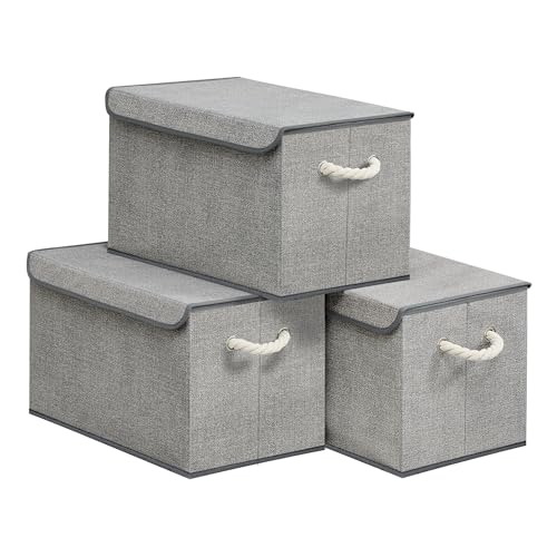SONGMICS Aufbewahrungsbox mit Deckel, klappbar, 3er Set, 50 x...