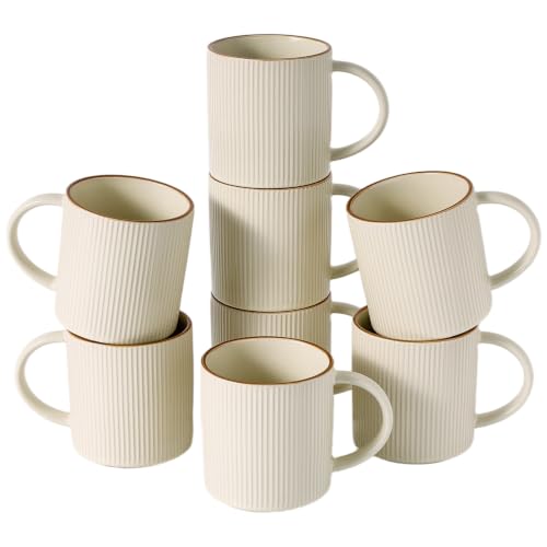 famiware Coffee Mug Set of 8, Star 16 oz Large Mugs Cup Set with Handle