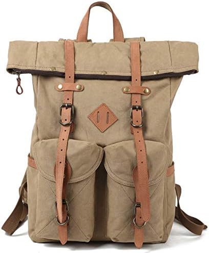 khaki rucksack canvas backpack