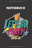  NOTIZBUCH: 90er Jahre Motto Party Schallplatte  Blankes Notizbuch, A5, 120 leere weiße Seiten, Skizzenbuch, Zeichenbuch, Sketchbook, Malbuch
