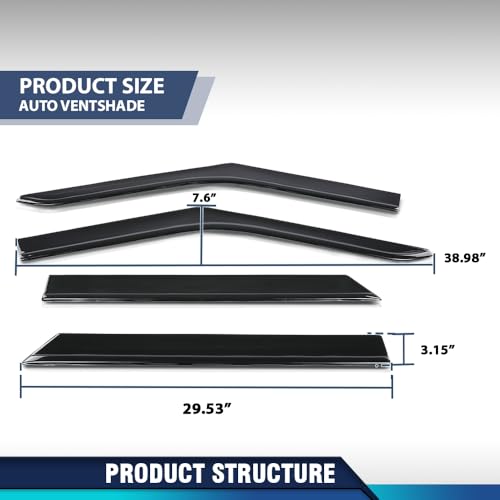 Image of PIT66 in-Channel Ventvisor Window Deflectors and Sun Visors 4 Pcs | Compatible with Ford Explorer 2020 2021 2022 2023 2024 2025 Interior Sun Visor Smoke