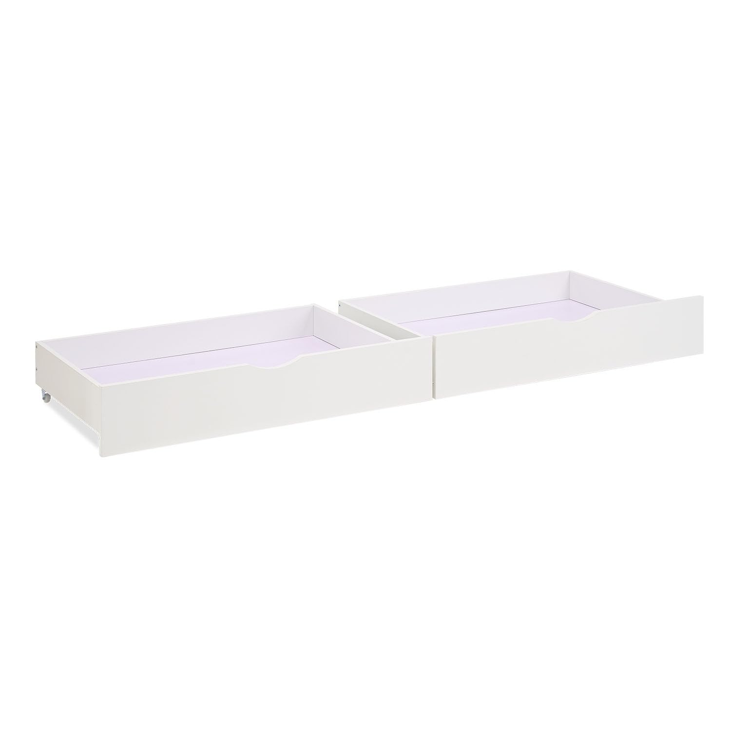 Homestyle4u 2er Set Bettkästen mit Rollen Weiß - Kiefer Bettschubladen | Stabiler Unterbettkasten aus Massivholz, 94x19x63,5 cm, für Etagenbetten, Stauraum für Bettwäsche & Spielzeug