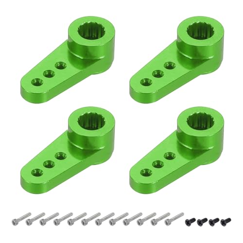 Image of sourcing map 4 Pcs Aluminum Servo Horn 15T Servo Horn Steering Short Arm 17.5mm Length Green Suitable for DIY RC Car/Boat/Airplanes Boat Model Accessories with Screws