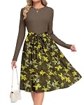 AUSELILY – AUSELILY Damen Kleid Langarm Knielang Taillenband