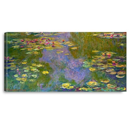 A&T ARTWORK Water Lilies by Claude Monet The World Classic Art Reproductions, Giclee Canvas Prints Wall Art for Home Decor, 36X18 inches