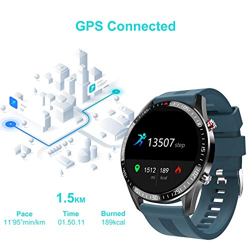 Bingofit Men Smart Watch, Waterproof Sport Watch with 23 Exercise Mode&Connected GPS for Android iOS, Dynamic Heart Rate Activity Tracker Watch Blood Pressure Sleep Monitor Fitness Smartwatch for Men