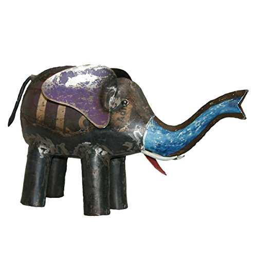 Elefant Metall Dekofigur Blechfigur Dekoration Gartenfigur Handbemalt Bunt...