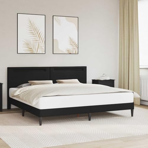 Teenpull Black Faux Leather Bed Frame 180 x 200 cm with Slatted Base, USB Powered Multicolor LED Lights, Space Saving Tapered Legs for Bedroom Comfort and Modern Indoor Sleep Support