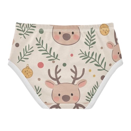 Seamless Reindeer Girls' Underwear Soft Touch Breathable Toddler Underwear for Toddler in Sizes 2T,3T, 4T, 5T, 6Y and 8Y2