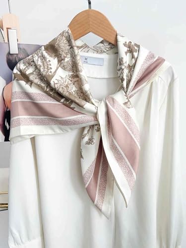 Image of Printed Poly Silken feel Scarf Stole for Women | Stylish, Soft, & Lightweight | Satin Feel Neck Scarf, Hair Scarf, Head Scarf for Women | Square Silk Stole for Handbag