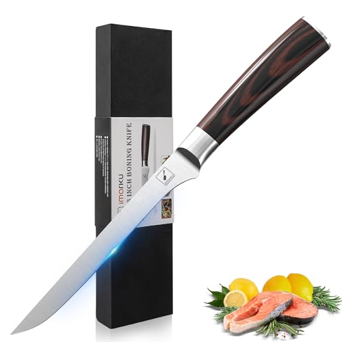imarku Boning Knife, 6 Inch German High Carbon Stainless Steel Fillet Knife, Perfect for Meat Cutting, Pakkawood Handle, Gifts for Women and Men