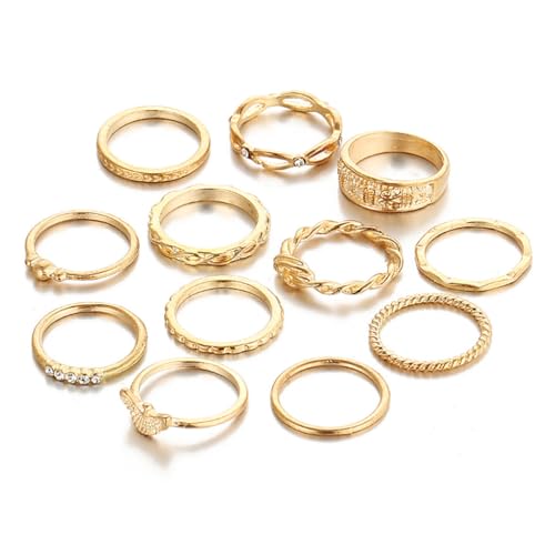 QUXVUIS Anillo de aleación de 12 piezas, anillos compromiso, compras para interiores y exteriores, joyería maquillaje decorativa, regalos para festivales Navidad