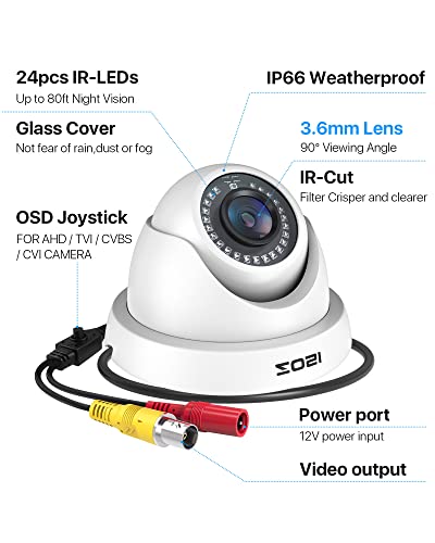 Zosi 2.0Mp Hd 1080P 1920Tvl Hybrid 4-In-1 Tvi Cvi Ahd 960H Cvbs Cctv Dome Camera Indoor Outdoor ,80Ft Day Night Vision Aluminum Metal Housing For Hd-Tvi, Ahd, Cvi, And Cvbs/960H Analog Dvr(White) #TOP1