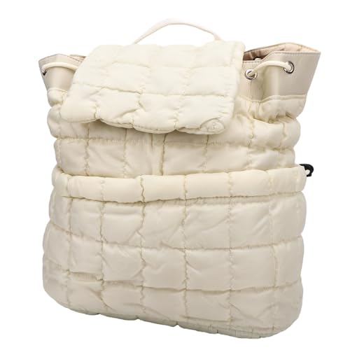 SUNGOOYUE Mochila Acolchoada, Elegante, Leve e Com Estampa Xadrez, Feita Em Poliéster de Grande Capacidade Com Detalhes Plissados, Ideal para Viagens, Faculdade, Deslocamentos Diá