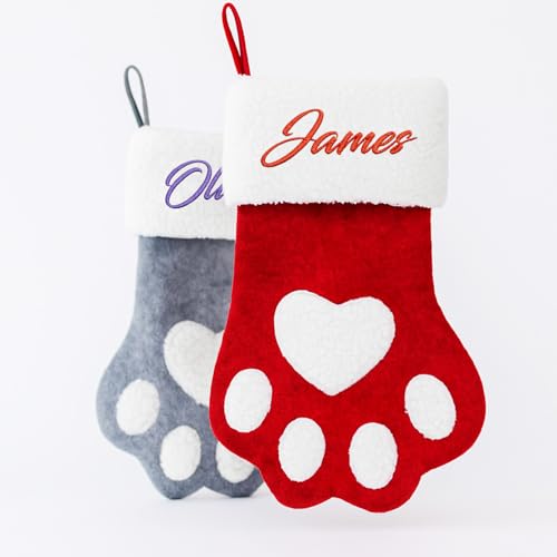 Weihnachtsstrumpf Personalisiert, Weihnachtssocken Kamin Personalisiert mit Namen, Christmas Stocking für Katze Hund, Christmas Decorations Personalisierte Geschenke Weihnachten für Frauen Männer