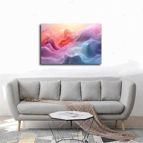 Tableau abstrait pastel grand format avec cadre pour chambre