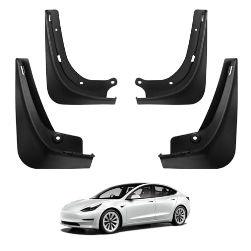 Image of BASENOR 2017-2023 Tesla Model 3 Mud Flaps Splash Guards Fenders (Proprietary Design) No Drilling No Tape Mudflaps All Weather Protector Mudguards for Model 3 Exterior Accessories (Set of 4)