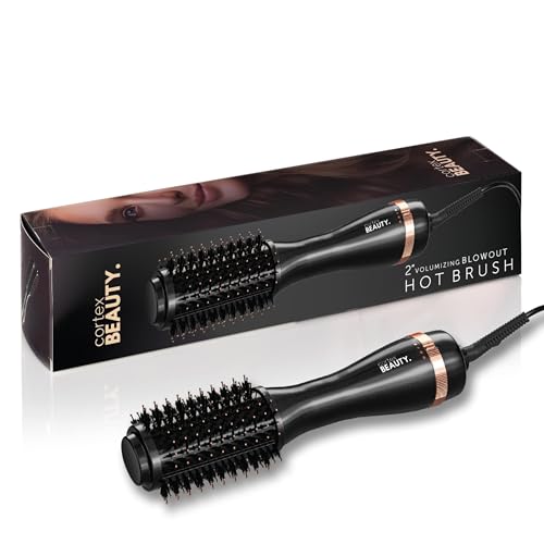 Cortex Beauty Infrared Infrared Volumizing Blowout Brush - blow dryer brush, round brush for blow drying, tools blow dryer brush, blow dryer with comb for women, for all hair types, 2'' (BlackGold)