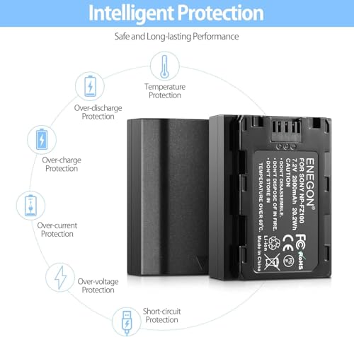 ENEGON NP-FZ100 - Batería de Repuesto Compatible con Sony Alpha 9, A9, Alpha 9R, A9R, Alpha 9S, A9S, A7RIII, A7R3, a7III, A7R4, A7RIV - imagen 4