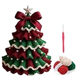 DIY Crochet Christmas Tree Kit,Handmade Holiday Decoration Set,Tree Bow Pearl Embellishment,Beginner Christmas Crochet Kit,Xmas Party Crochet Decorations,Christmas Craft Kit