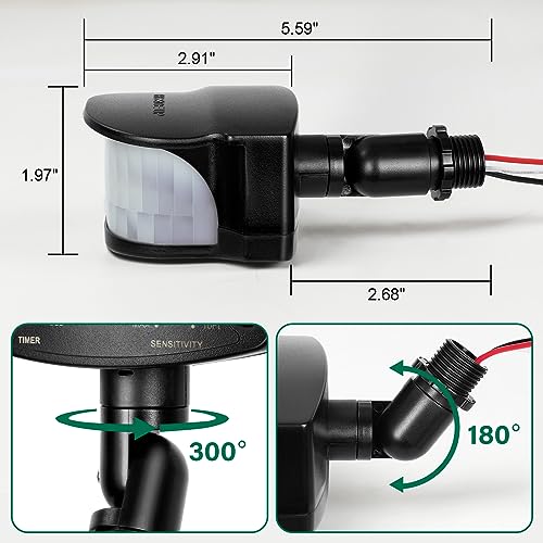 2-Pack-240-Degree-Replacement-Motion-Detector-Adjustable-Delay-Time-Detection-Sensitivity-Up-to-60-Feet-Range-3-Working-Modes-Pir-Motion-Sensor-for-Security-Floodlight-Black-UL-Listed