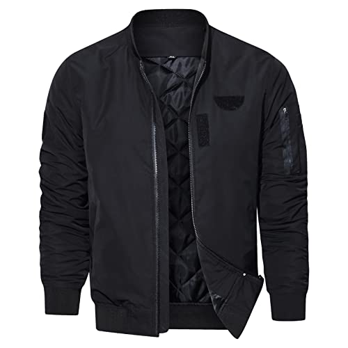 Veste de baseball légère homme doudoune noire col montant fine chaude taille L