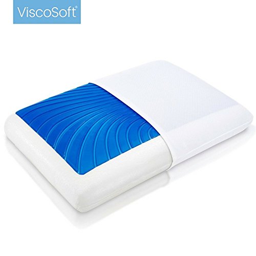 ViscoSoft ARCTIC GEL Memory Foam Pillow – Cooling Gel, Molded Memory Foam, Removable Cover – Best Head, Neck Support – Hypoallergenic – Standard