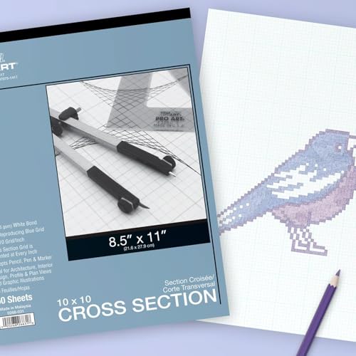 (20cm - 1.3cm x 28cm , 10x 10 Grid, 50 Sheet Tape Bound Pad, Cross Section Graph) - Pro Art 22cm by