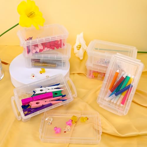 Image of testyu Small Plastic Box, 5 inch X 2.8 inch X 2 inch Stackable Mini Storage Box with Lid, Clear Organizer Container for Jewelry Beads, Small Crafts Items Accessories - -12 Pack