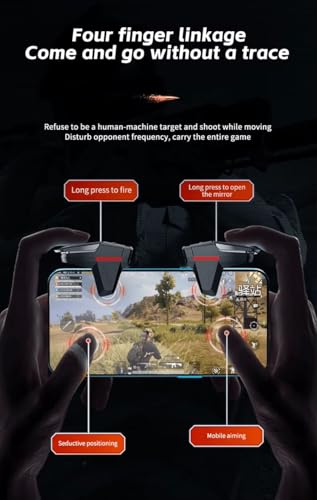 Image of Cubonic DY05 PUBG Gaming Trigger, 6 Fingers Trigger with Sensitive Aim and Shoot Smartphone Joystick (Red Grey)