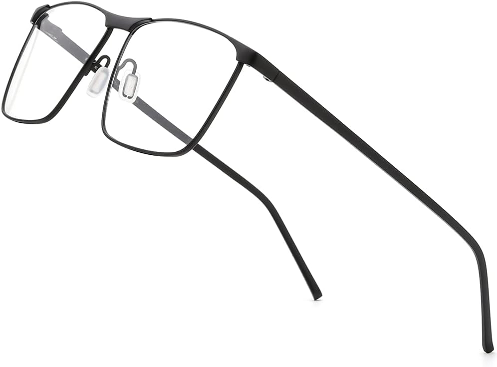 FONEX Pure Titanium Glasses Frame for Men,Square Full Rim Myopia Optical Eyeglasses
