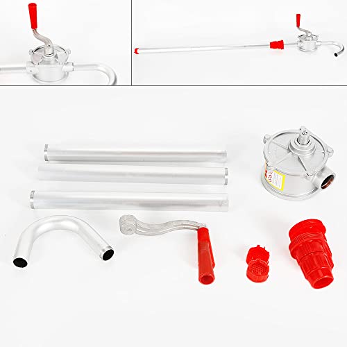 Aluminum Alloy Rotary Barrel Pump - 10 Gpm Manual Hand Pump For Oils, Fuels, Gasoline, Kerosene, And Water Transfer - Compatible With 55 Gallon Drums, Barrels, And Small Tanks #TOP2