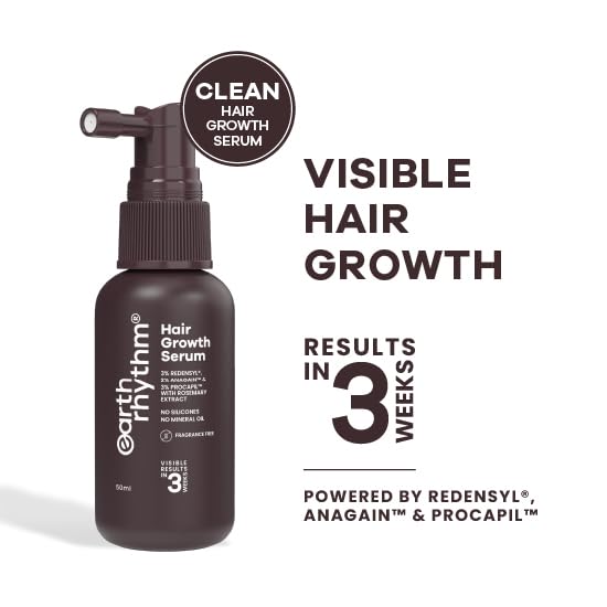 Image of Earth Rhythm Hair Growth Serum with 3% Redensyl, 2% Anagain & Procapil. Visible Results in 3 Weeks