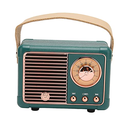 ASHATA Portable Vintage Speaker with HiFi Stereo, 5.0 Fast Transmission, Low Power Consumption, 360 Degree Surround Sound for Home Outdoor (Green)