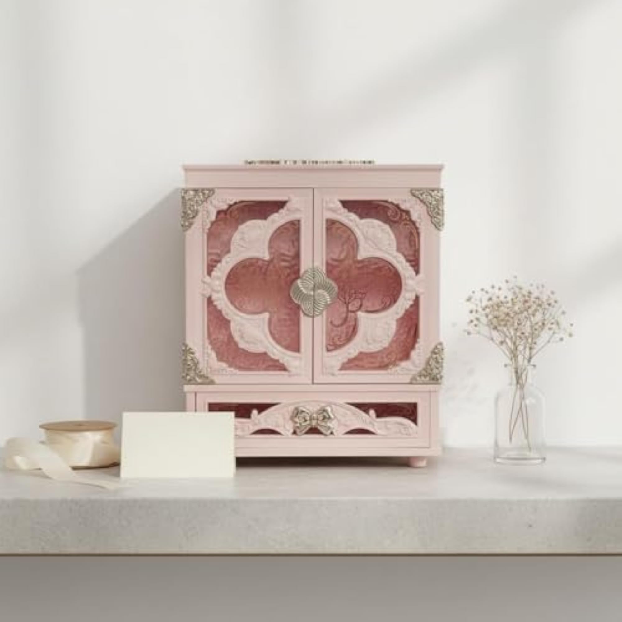 Large Capacity LED Makeup Organizer Mirror with Butterfly Design