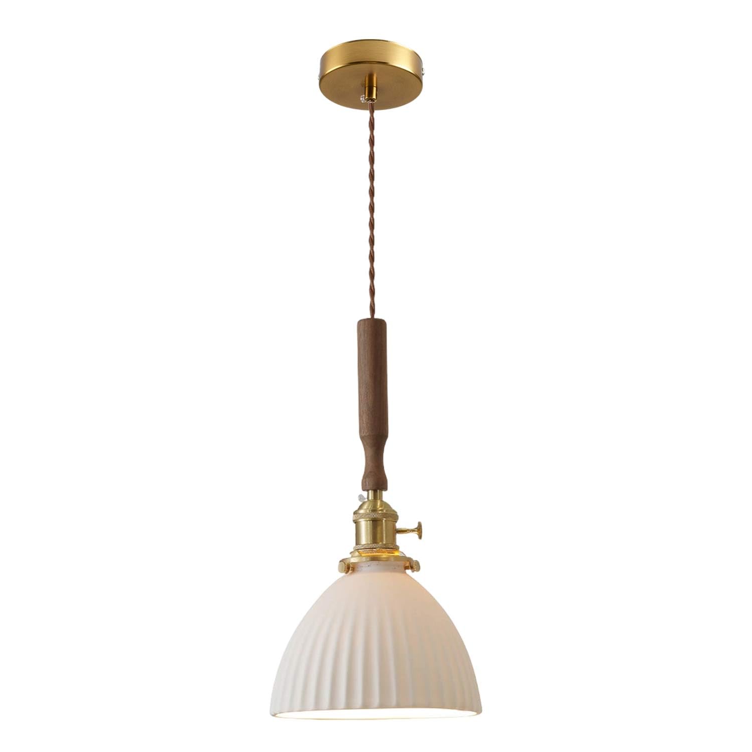 Luminaire suspendu moderne bois et céramique blanche suspension haut de gamme pour salon
