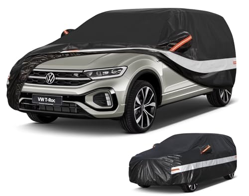 Copertura Auto Impermeabile 190T PU Per Volkswagen T-Roc - Protezione Solare E Antipioggia Completa Con Cerniera E Fascia Elasticizzata (Nero)