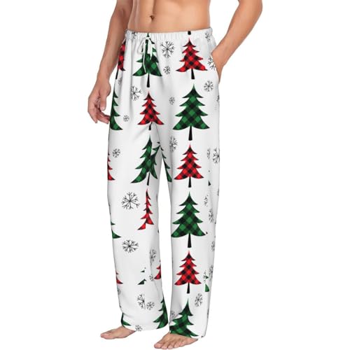 Buffalo Plaid Christmas Trees Mens Pajama Pants Comfy Lounge PJ Pants Casual Pajama Bottoms2