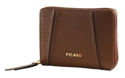 Porte-monnaie Picard Chic Way portefeuille tout-en-un zippé en cuir marron cognac