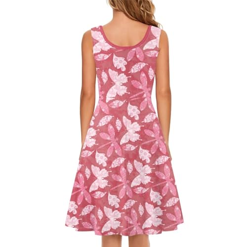 Image of Women's Casual Loose Sundress Midi Sleeveless Crewneck Dress Summer Beach Tank Dress with Pockets