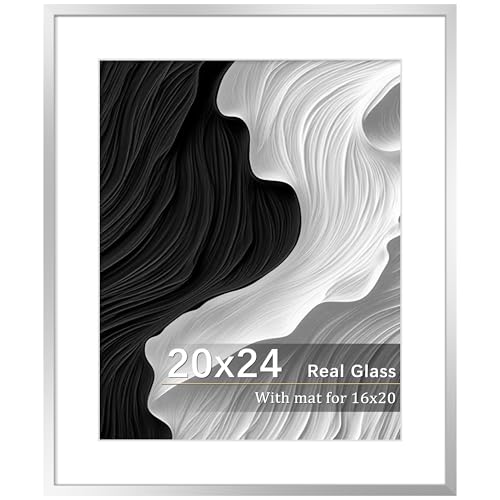 Tinkeps 20x24 Silver Metal Poster Frame - Real Tempered Glass