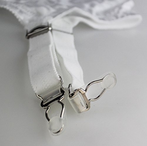 Tvrtyle Black/White Vintage 4 Wide Strap Metal Clip Sexy Women's Garter Belts For Stockings (X-Large, White) #TOP4