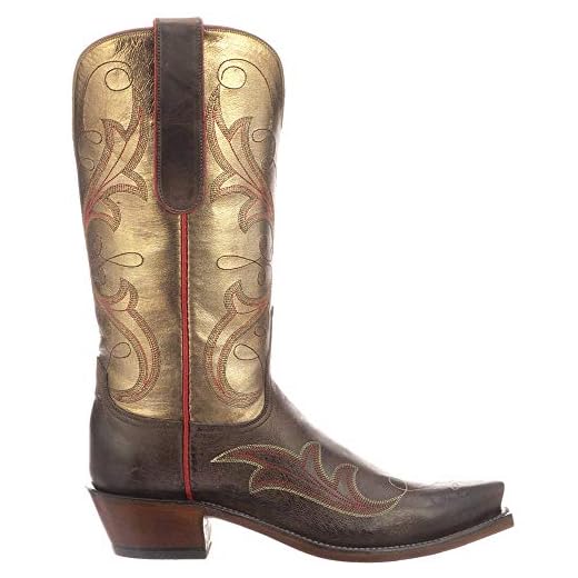 Lucchese Womens Tansy Goat Metallic Snip Toe Boots Mid Calf Low Heel 1-2" - Brown - Size 7 B